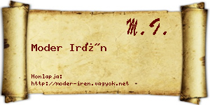 Moder Irén névjegykártya